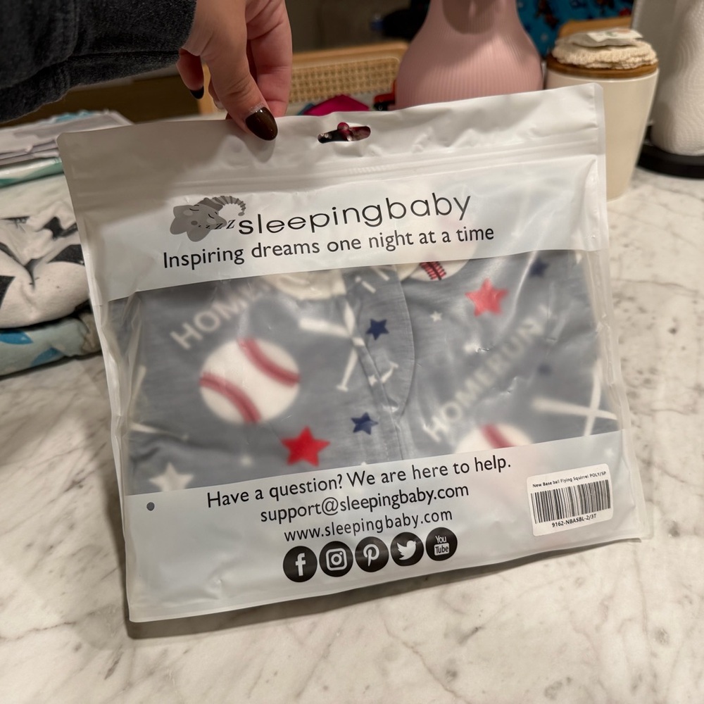Sleeping Baby Kids Pajamas Sleep Sack - Gray with Red and Blue Accents
